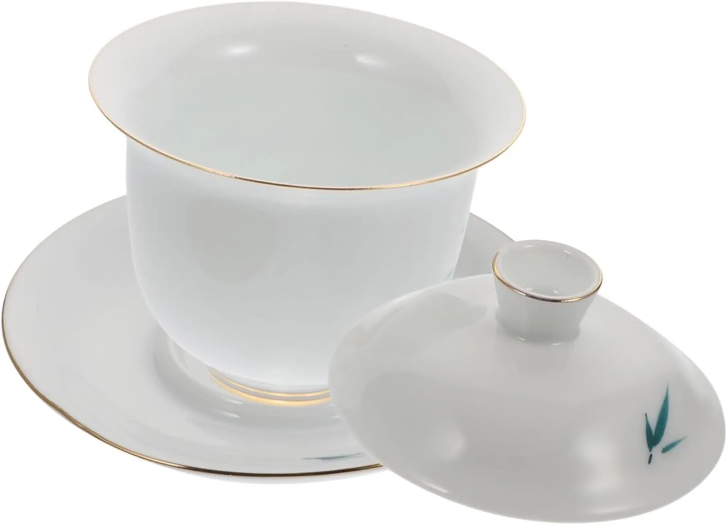 1 Set Large Hand Painted Porcelain Covered Tea Bowl Decorative Ceramic Teacup for Home Use Elegant Tea Ware with Lid to Preserve Heat and Keep Clean