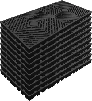 10 Pcs Lightweight Plastic Pallets, 23.6"x11.8"x1.18" Waterproof Moisture-Proof Floor Pallet, Storage Pad for Garage, Basement, Industrial, Blue and Black