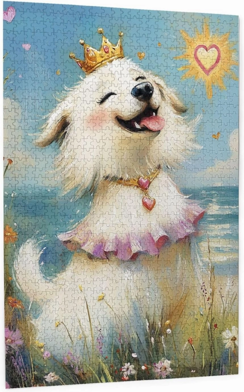 1000 pcs of Adult Wooden Jigsaw Puzzle,The Happy Little Dog on The Grassland,an Ideal Choice for Exercising brainpower and Hands-on Ability，Thoughts soar，Gifts for Family and Friends