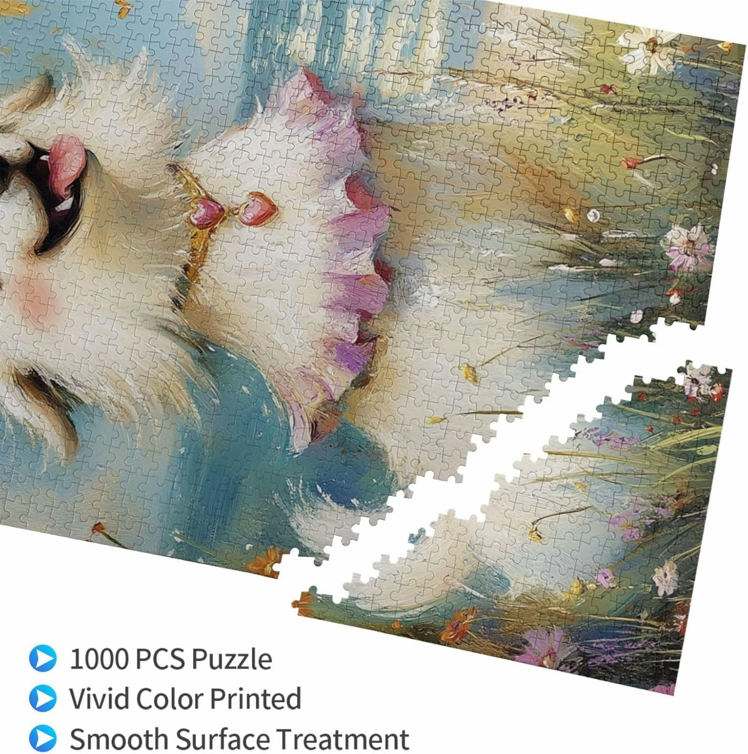 1000 pcs of Adult Wooden Jigsaw Puzzle,The Happy Little Dog on The Grassland,an Ideal Choice for Exercising brainpower and Hands-on Ability，Thoughts soar，Gifts for Family and Friends
