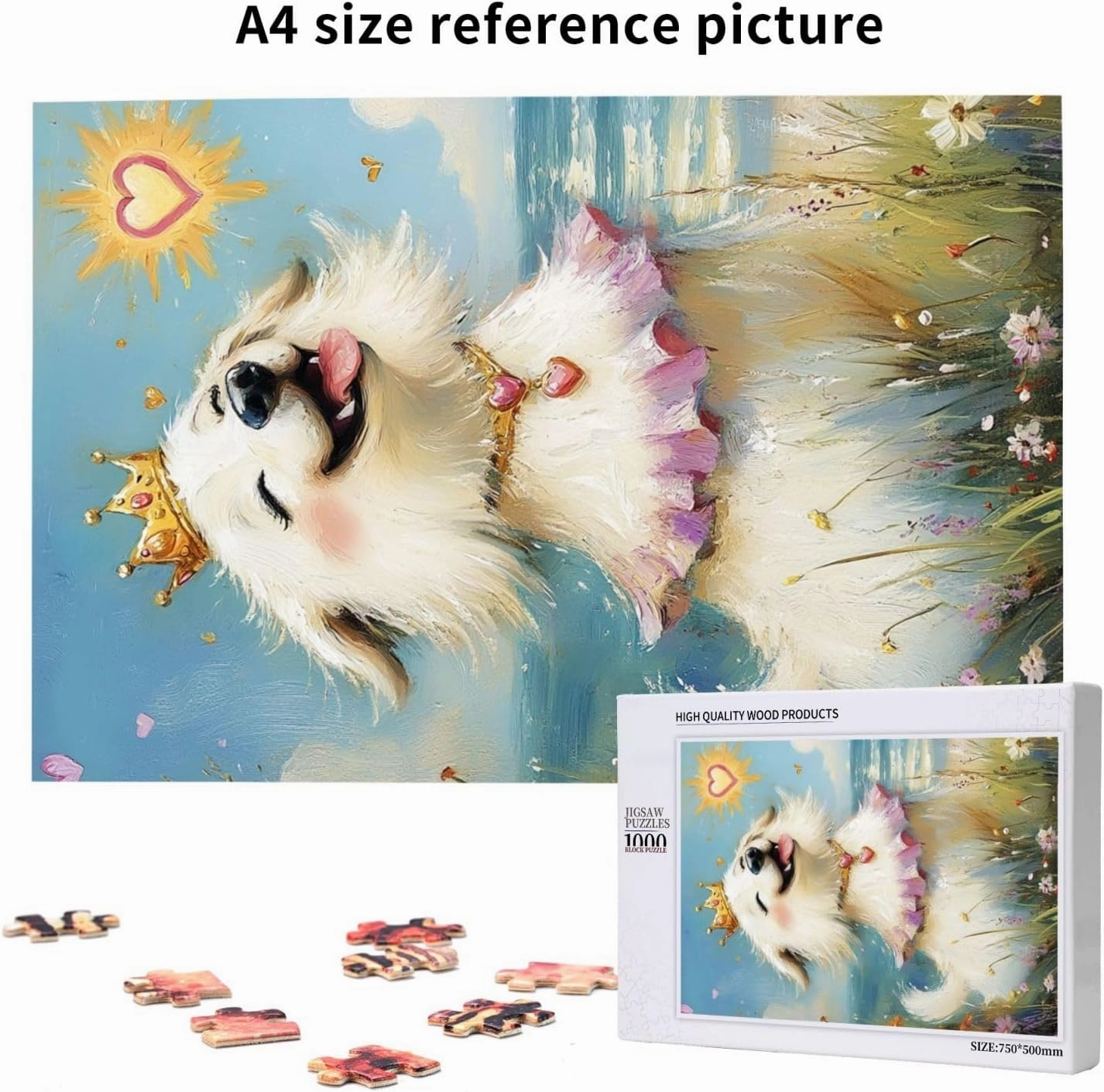 1000 pcs of Adult Wooden Jigsaw Puzzle,The Happy Little Dog on The Grassland,an Ideal Choice for Exercising brainpower and Hands-on Ability，Thoughts soar，Gifts for Family and Friends