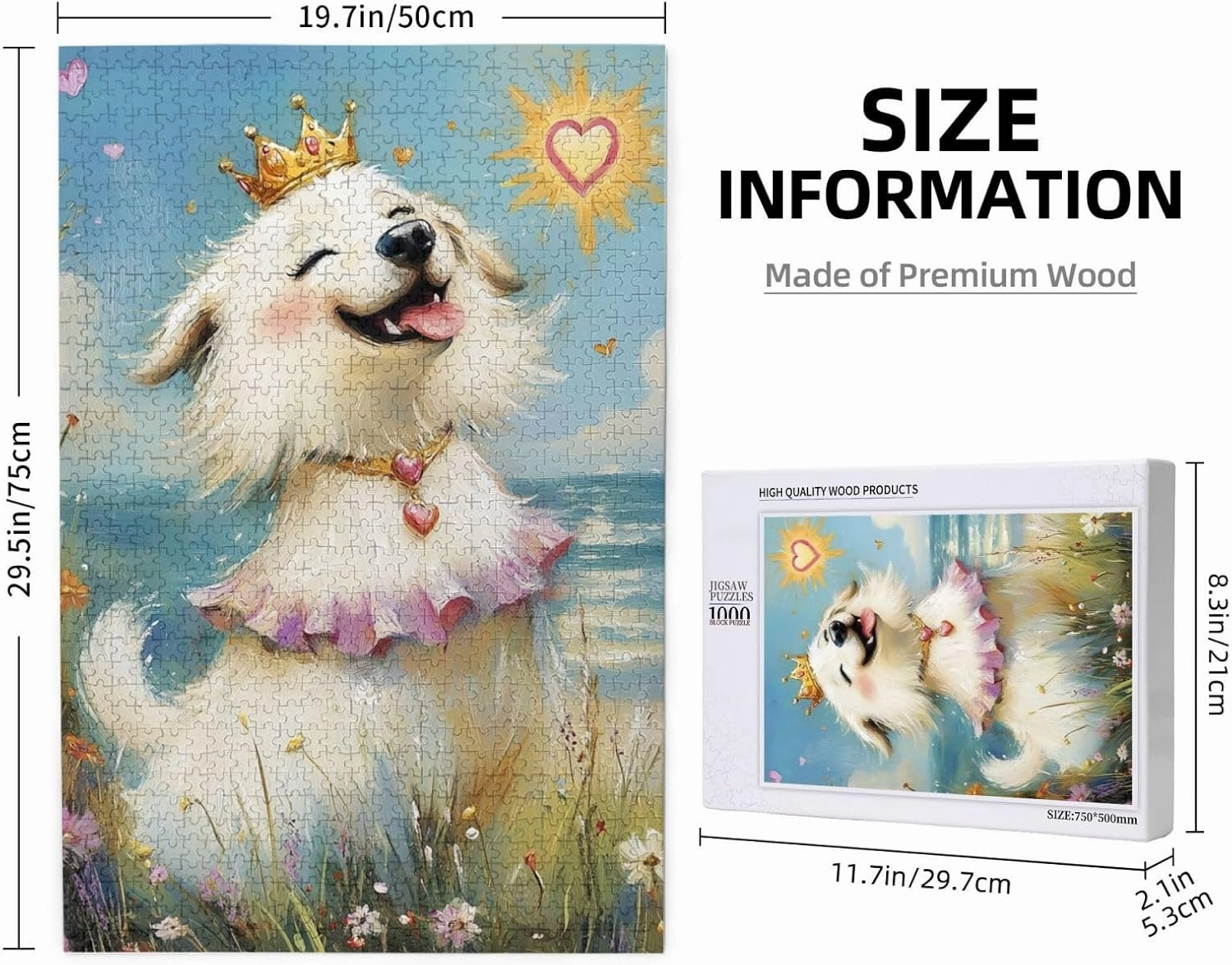 1000 pcs of Adult Wooden Jigsaw Puzzle,The Happy Little Dog on The Grassland,an Ideal Choice for Exercising brainpower and Hands-on Ability，Thoughts soar，Gifts for Family and Friends