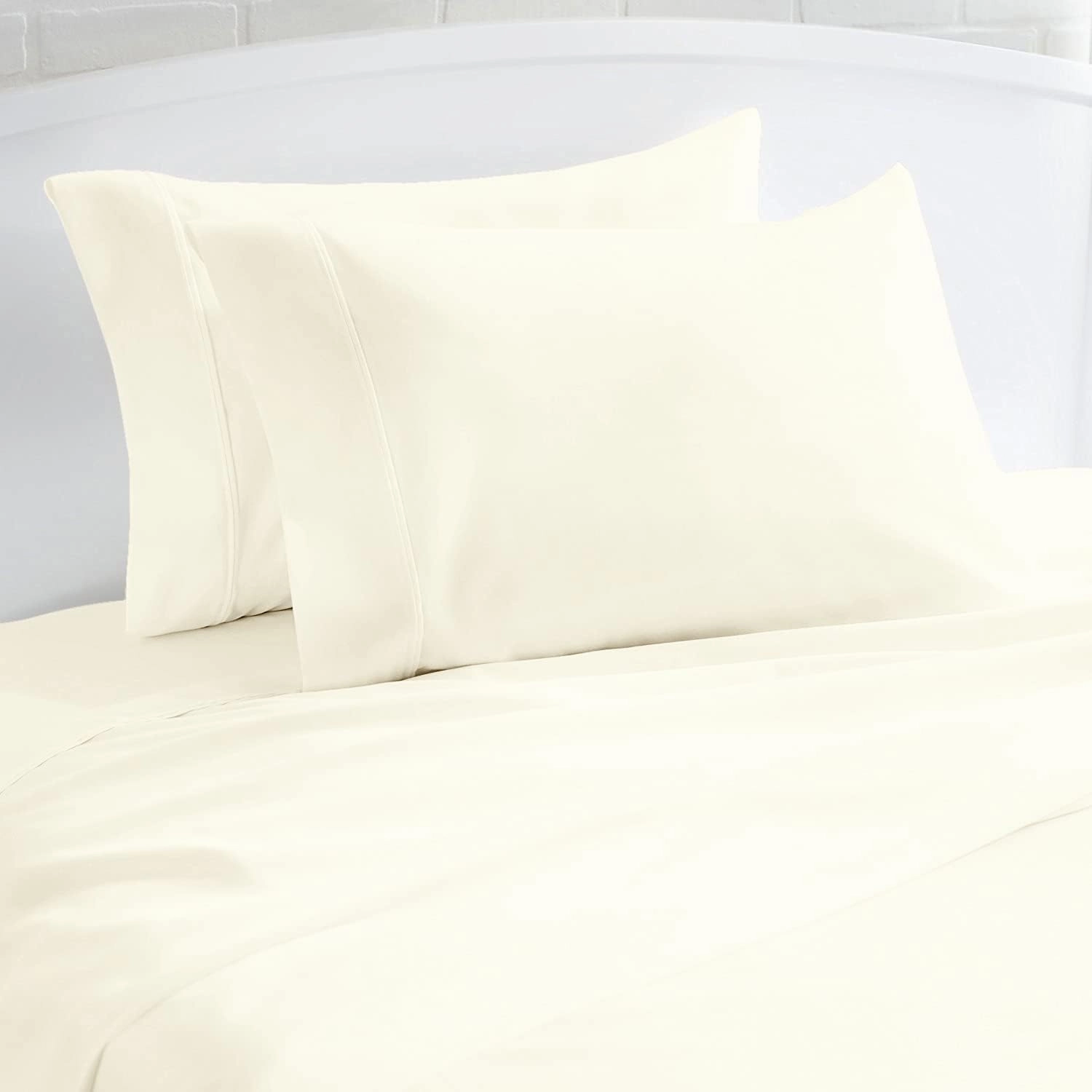 1000 Thread Count 100% Egyptian Cotton Pillow Cases, Ivory Queen Pillowcase Set of 2, Long-Staple Combed Pure Natural 100% Cotton Pillows for Sleeping, Soft & Silky Sateen Weave Bed Pillow Cover