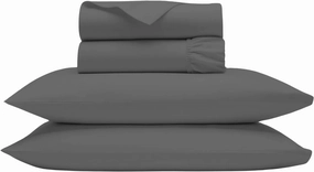 100% Egyptian Cotton King Size Sheets Set - Luxury Deep Pocket, 1000 Thread Soft & Ultra Smooth, 4 Piece Bedding With Pillowcases - Cool Durable Dark Grey