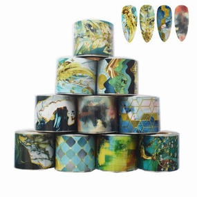 10 Rolls Retro Painting Nail Foils Nail Transfer Stickers Deer Marble Texture Nail Art DIY Wraps Decoration Nail Stickers 50M×4CM Nails Accessories
