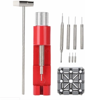 10Pc/Set Watch Repair Tool Set Watch Link Band Slit Strap Bracelet Chain Pin Remover Adjuster Tool Kit for Professional Watchmak Watch Repair Tool Kit (Set)