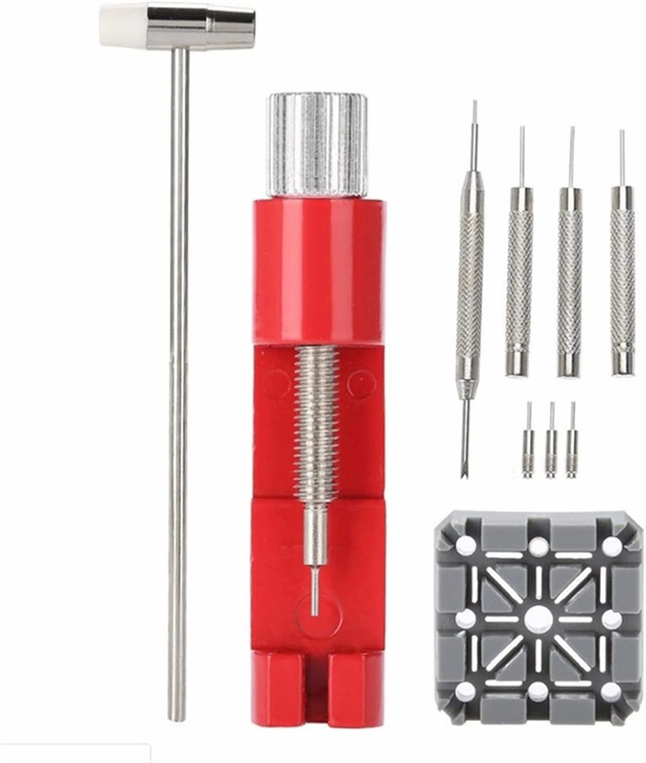 10Pc/Set Watch Repair Tool Set Watch Link Band Slit Strap Bracelet Chain Pin Remover Adjuster Tool Kit for Professional Watchmak Watch Repair Tool Kit (Set)