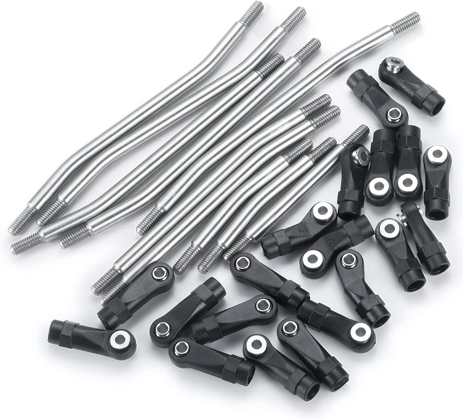 10PCS RC Stainless Steel Steering and Suspension Ball Rod Linkage Set 313mm Wheelbase for TRX4 1/10 RC Crawler Car Accessories Upgrades