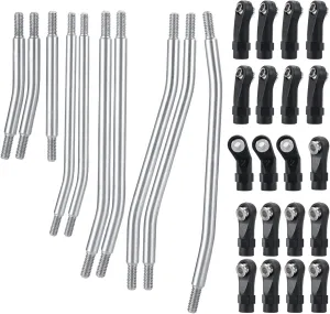 10PCS RC Stainless Steel Steering and Suspension Ball Rod Linkage Set 313mm Wheelbase for TRX4 1/10 RC Crawler Car Accessories Upgrades