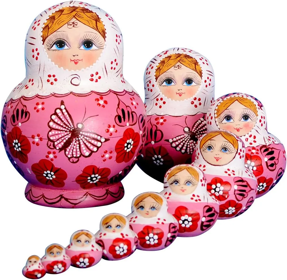 10pcs Russian Nesting Dolls Matryoshka handmade01071