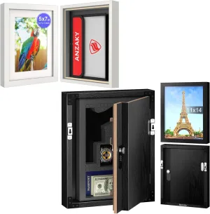 11x14 inch Picture Frame Hidden Safe with Lock Black & 5 x 7 inch Picture Frame Hidden Safe with Fireproof Money Bag White