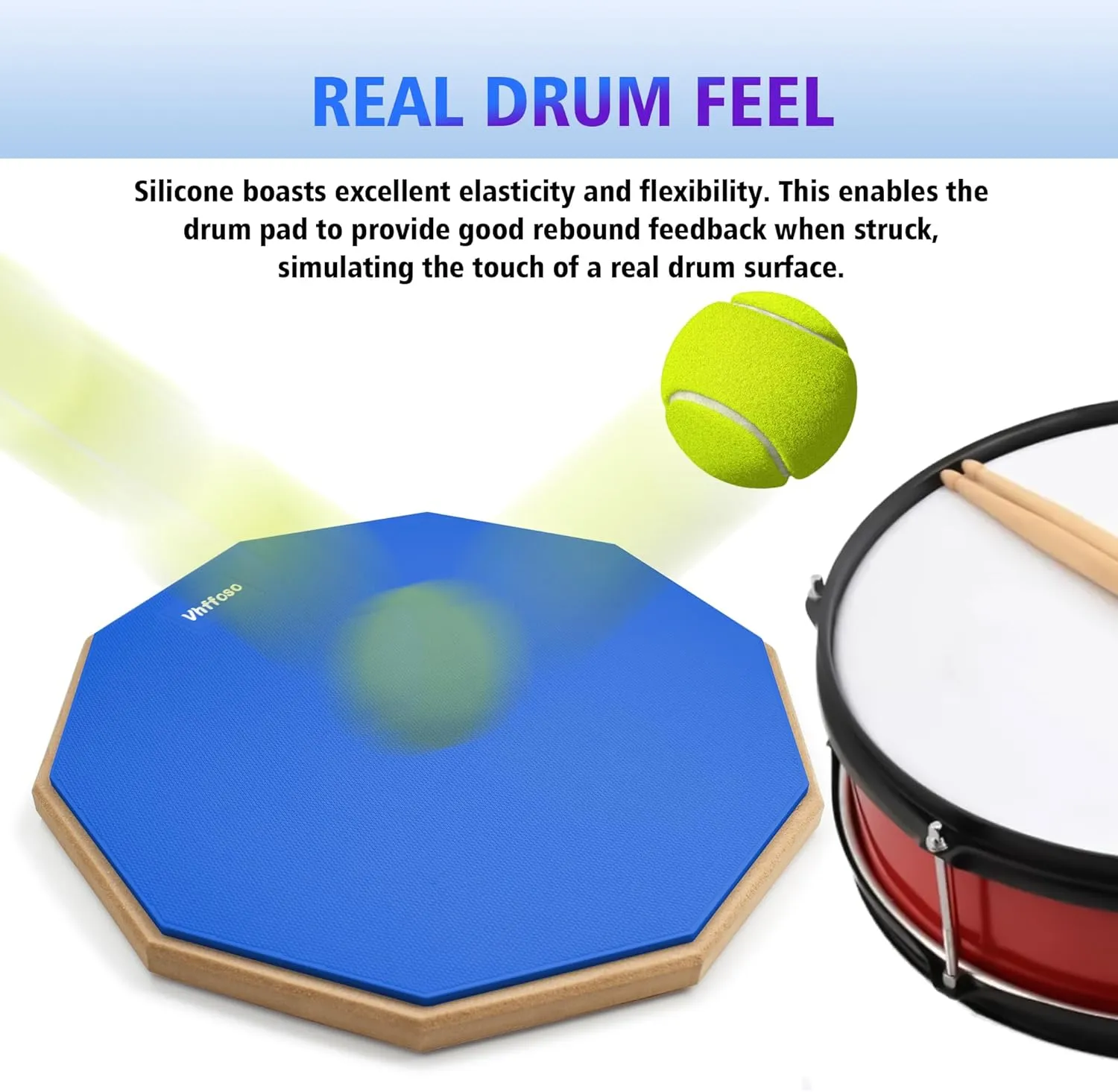 12 Inch Practice Drum Pad with Stand and Sticks, Beginner Snare Drum Pad with Drumsticks(2 pairs) and Carrying Bag, Double Sided Silent Drum Pad (Blue)