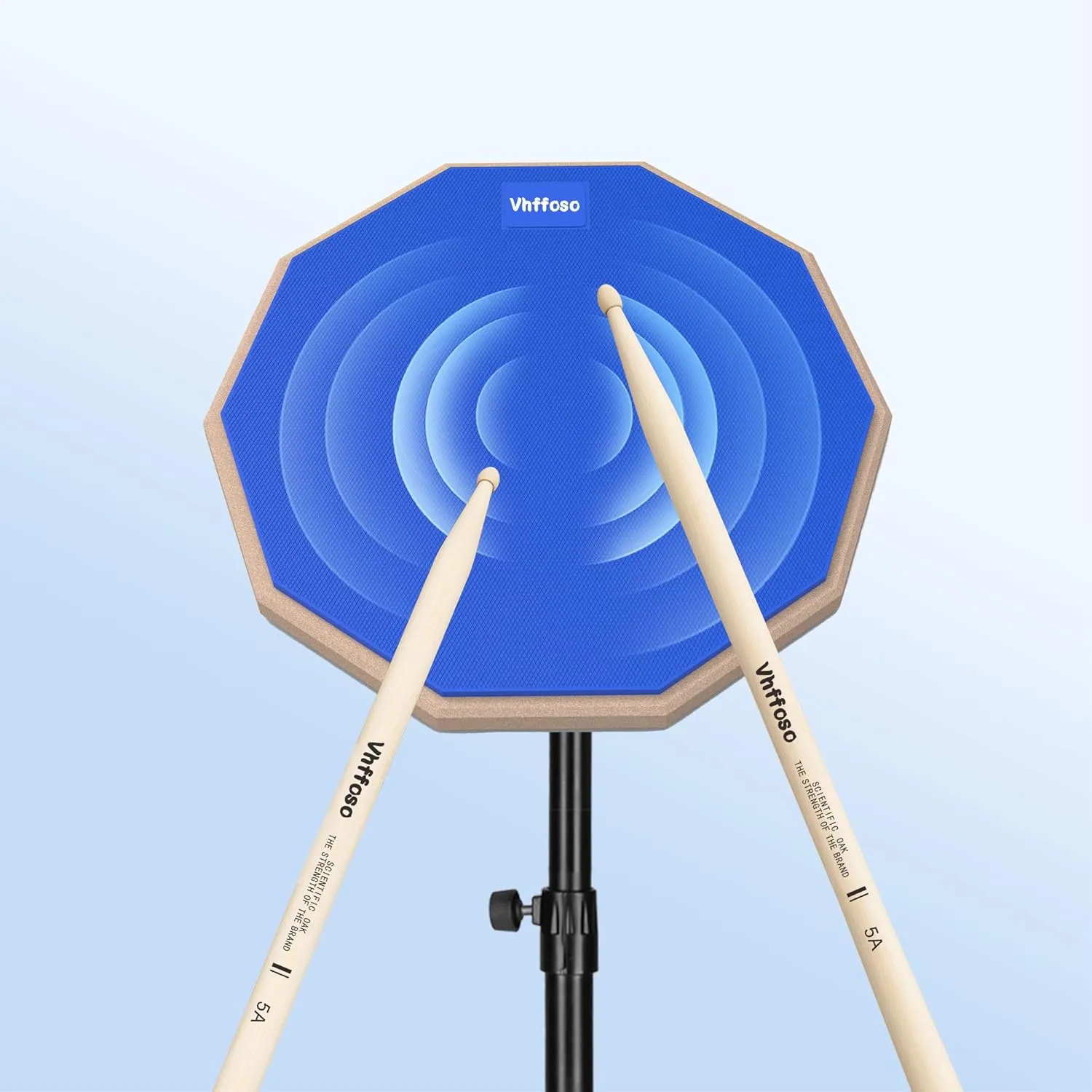 12 Inch Practice Drum Pad with Stand and Sticks, Beginner Snare Drum Pad with Drumsticks(2 pairs) and Carrying Bag, Double Sided Silent Drum Pad (Blue)