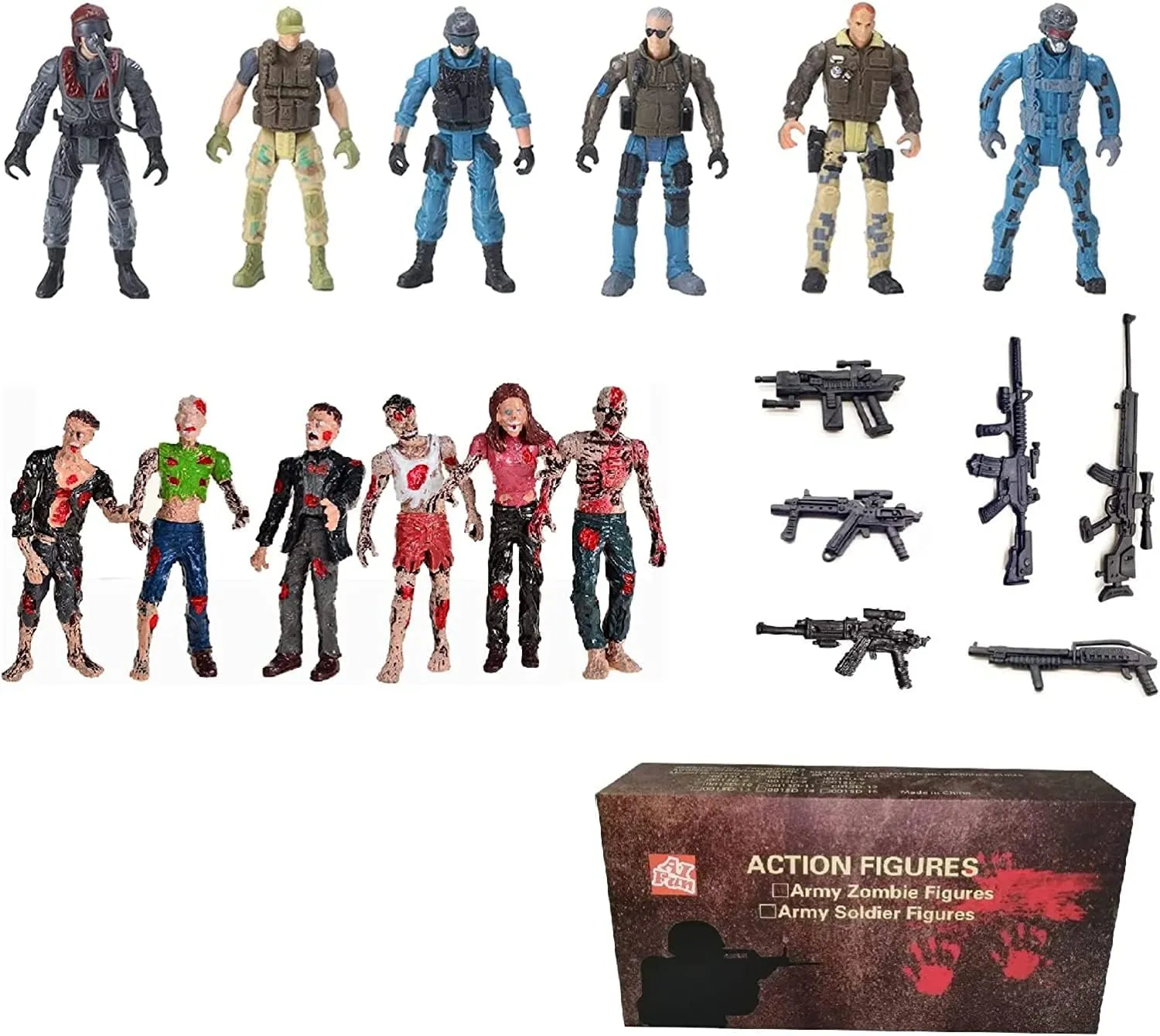 12PCS Action Figures Set, Special Force Soldier Figures, Fighting with Zombie Dead and Mercenary Figures Action Figures for Kids (Zombie and Mercenary)