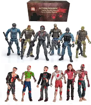 12PCS Action Figures Set, Special Force Soldier Figures, Fighting with Zombie Dead and Mercenary Figures Action Figures for Kids (Zombie and Mercenary)