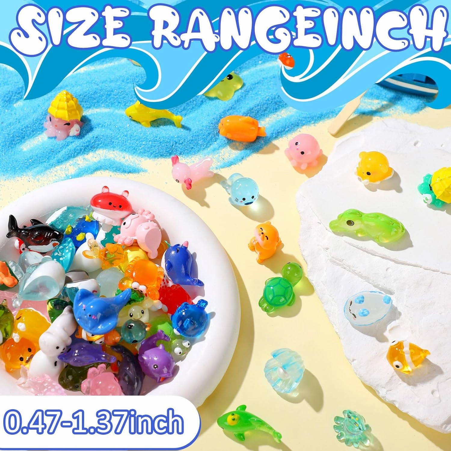 130 Pcs Mini Ocean Resin Animals Tiny Sea Animals Figurines Marine Miniature Aquarium Ornaments Decorations for DIY Fish Tank Potted Micro Fairy Dollhouse Garden