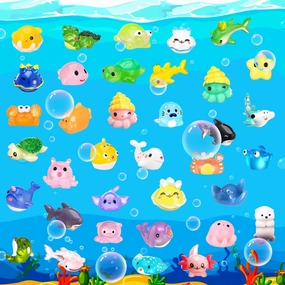 130 Pcs Mini Ocean Resin Animals Tiny Sea Animals Figurines Marine Miniature Aquarium Ornaments Decorations for DIY Fish Tank Potted Micro Fairy Dollhouse Garden