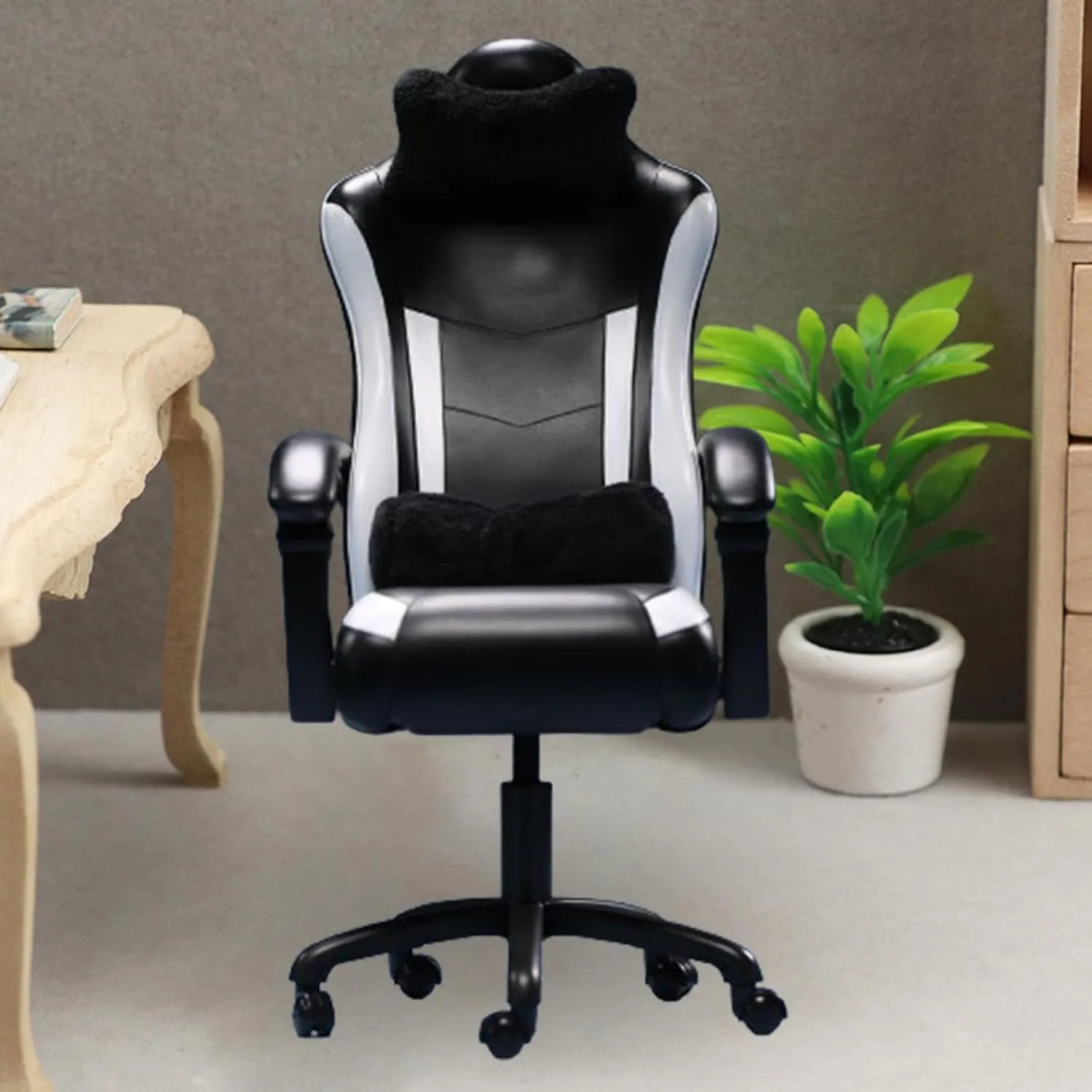 1:6 Scale Gaming Chair Model Action Figures Accessory Accessory Dollhouse Accessories Decor for 12'' Action Figures, Black