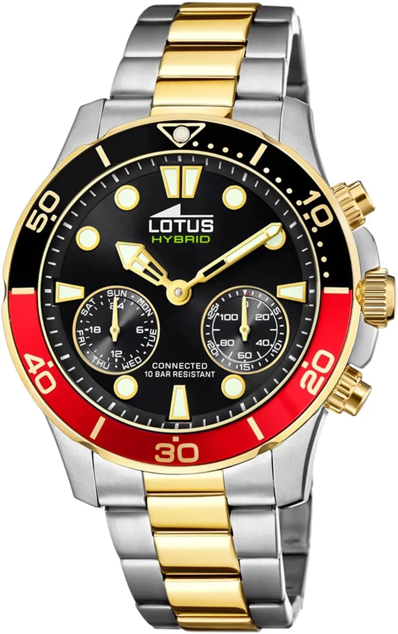 18801/4 Connected Collection, 44.5 mm Black Case with Two-Tone Steel Strap for Men, One Size, Bracelet