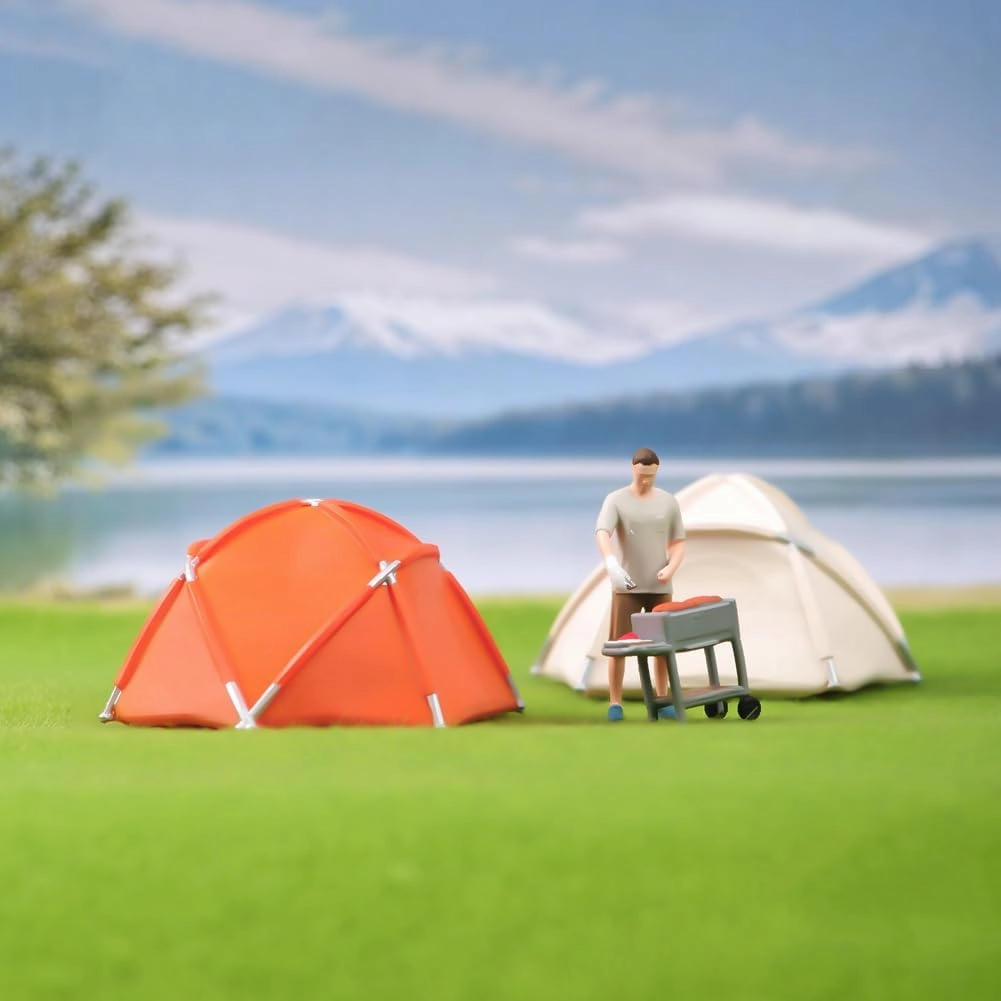 1/18 1/24 1/43 1/64 1/87 Scale Camping Tent Miniature Scene Decor, Miniature Decoration Accessories, Dollhouse Outdoor Accessories Furniture Tent, Miniature Toy Furnishing (1/43 Orange)
