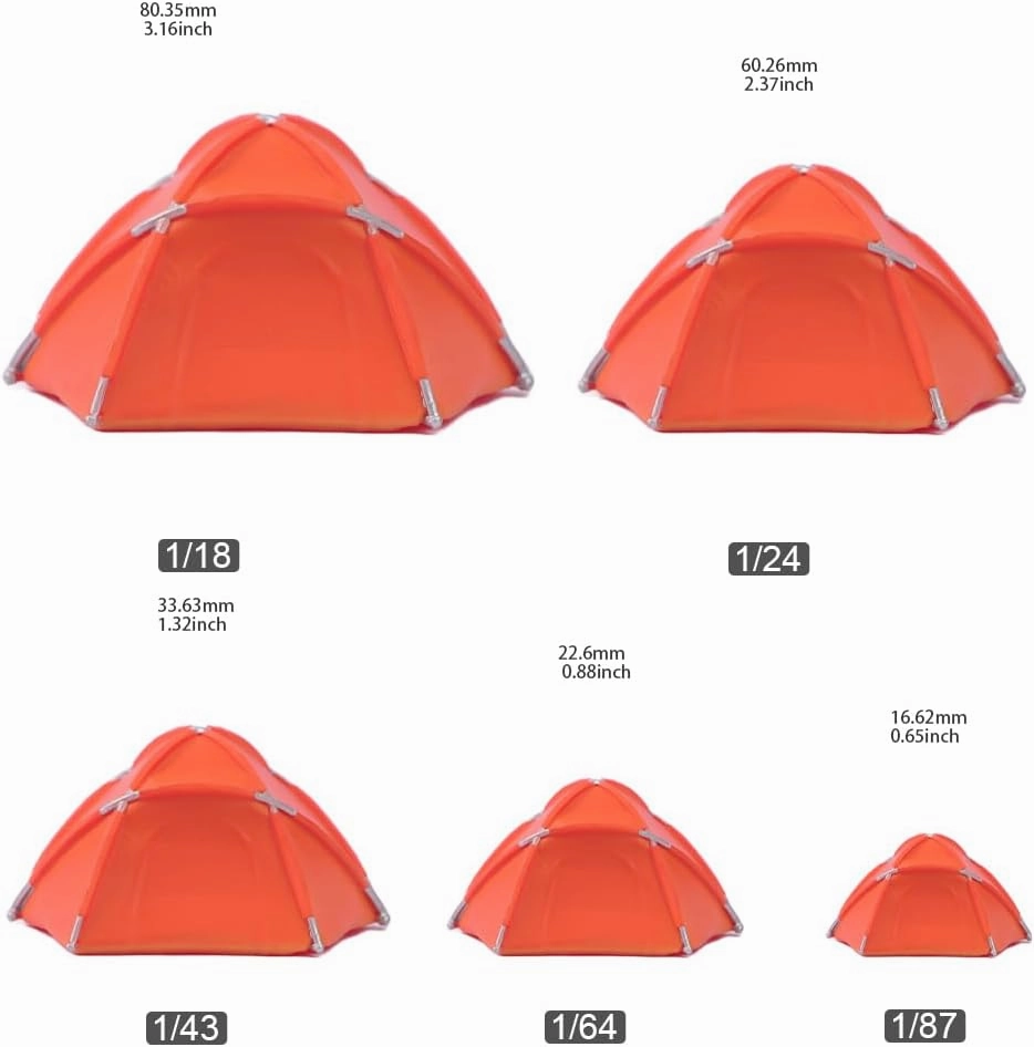 1/18 1/24 1/43 1/64 1/87 Scale Camping Tent Miniature Scene Decor, Miniature Decoration Accessories, Dollhouse Outdoor Accessories Furniture Tent, Miniature Toy Furnishing (1/43 Orange)