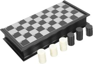 1Set Checkers Portable Folding Board for Checkers Training Fun Strategy Game for Students and Families and Easy to Carry