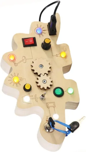 1Set Wooden Dinosaur Circuit Board for Educational Sensory Activity Board for Early Learning Fine Motor Skills Development Safe Materials
