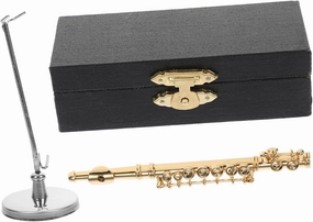 1set Miniature Flute Model Decor with Storage Box Realistic Dollhouse Instrument for Musical Atmosphere Safe Lightweight Compact Design for Home Decoration