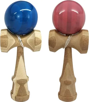 2 Pack | Competition Pro Kendama Full Size | Solid Wood Ball and Cup Coordination Toy | Pink and Blue Bundle
