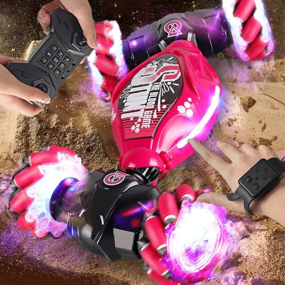 2023 Gesture Sensing RC Stunt Car with Light & Music -【New Version】 Remote Control Gesture Sensor Car, 360° Flips Rotating Off Road Vehicle, 2.4GHZ RC Stunt Car Toy for Boys Girls Gift (Red)