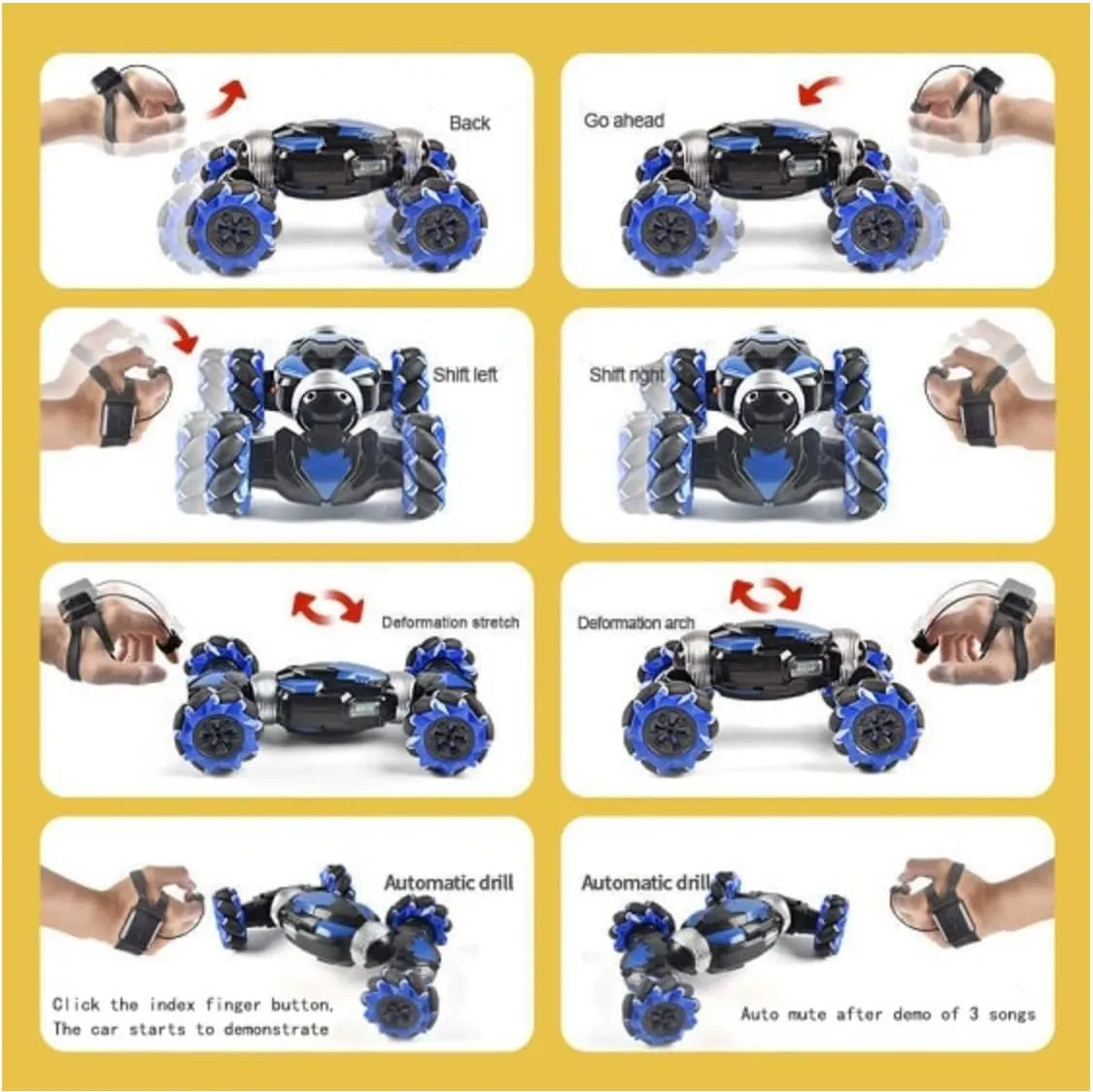 2023 Gesture Sensing RC Stunt Car with Light & Music -【New Version】 Remote Control Gesture Sensor Car, 360° Flips Rotating Off Road Vehicle, 2.4GHZ RC Stunt Car Toy for Boys Girls Gift (Red)