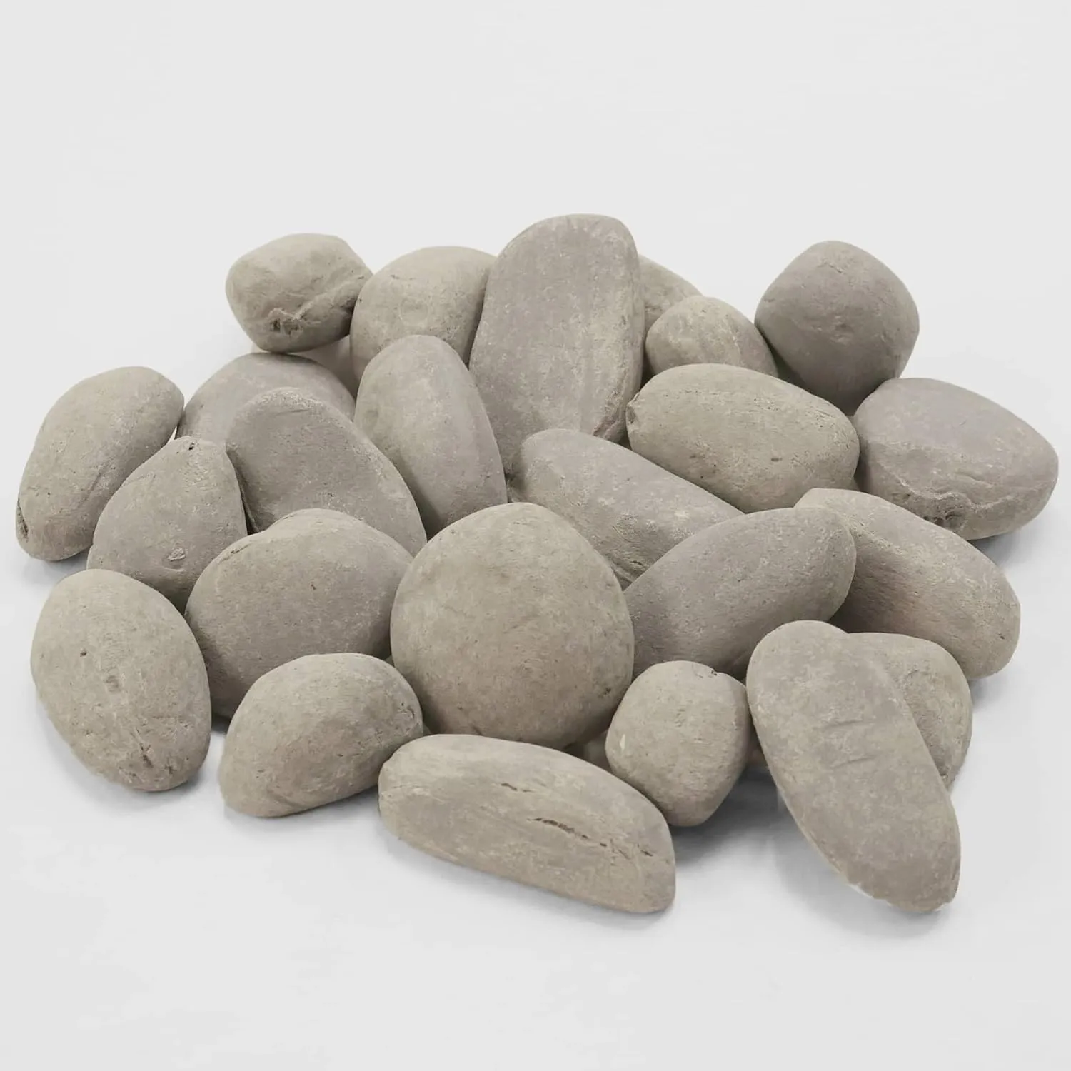 24-Piece Mixed Grey Ceramic Fiber Rocks - High-Temperature Resistant Decorative Stones for Gas Fireplaces, Fire Pits, and Outdoor Fireplaces