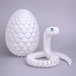 24inch Snake,3D Printed Snake Egg with Snake Inside,3D Printed Animals Toys,Like Movable Snake Realistic Slithering Design (White)