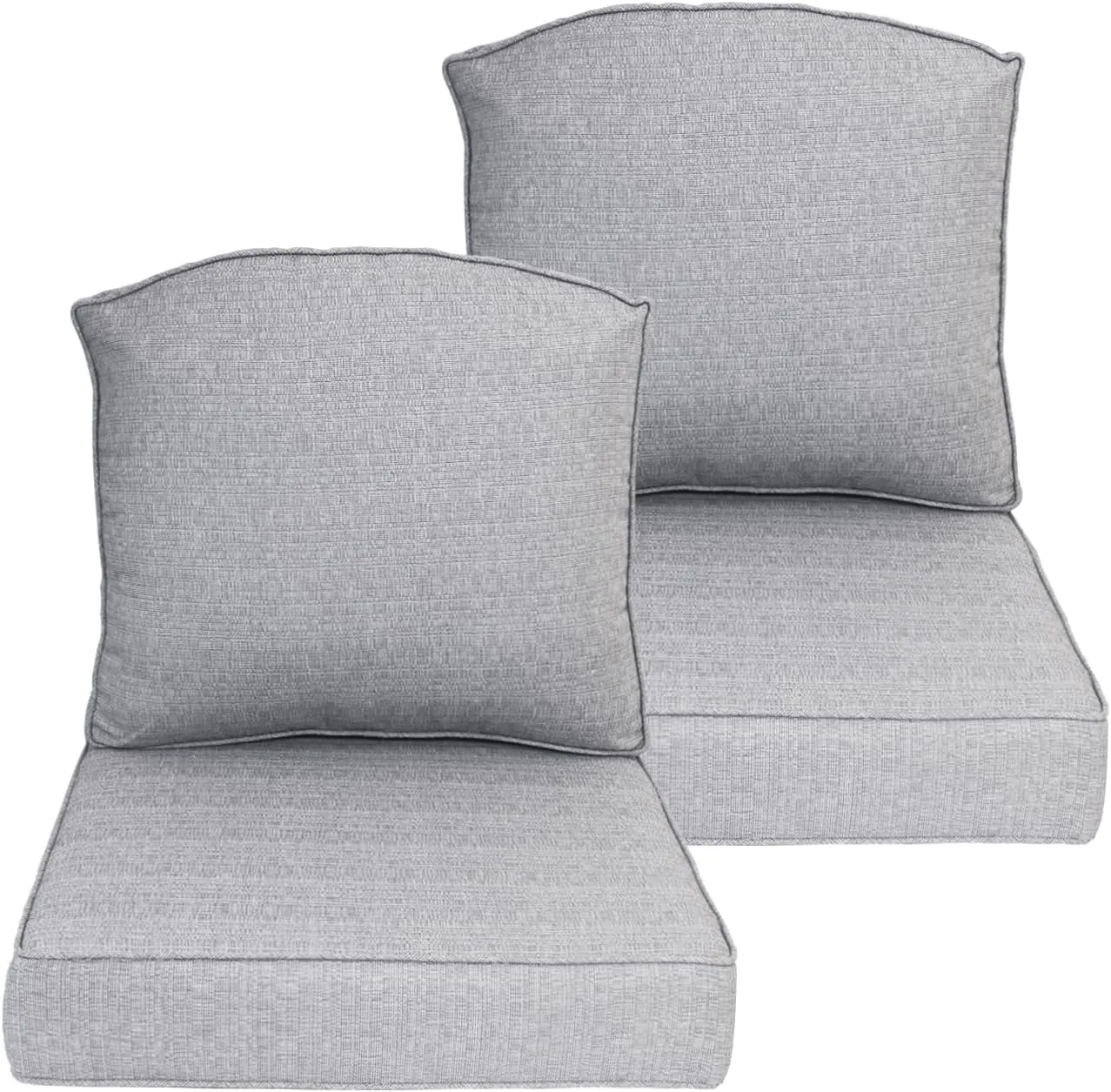 24x24 inch Outdoor/Indoor Deep Seat Patio Cushions Set of 2 Resilient Foam Filling Water Repellent Stain-Resistant UV Resistant Weather Resistant Deep Seat Bottom Stone Gray