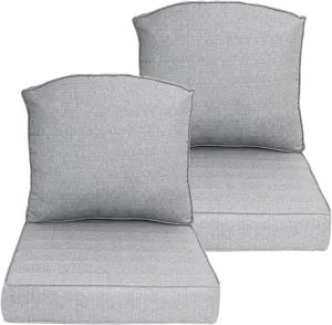 24x24 inch Outdoor/Indoor Deep Seat Patio Cushions Set of 2 Resilient Foam Filling Water Repellent Stain-Resistant UV Resistant Weather Resistant Deep Seat Bottom Stone Gray
