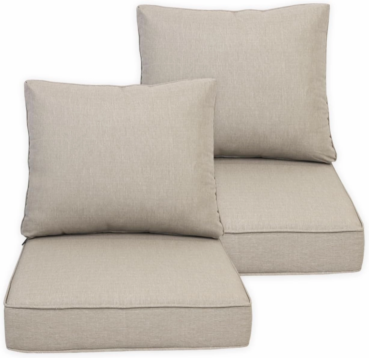 24x28 inch Outdoor/Indoor Deep Seat Cushions Set of 2 Deep Seat Bottom Resilient Foam Filling Water Repellent Stain-Resistant UV Resistant Weather Resistant Patio Furniture Putty