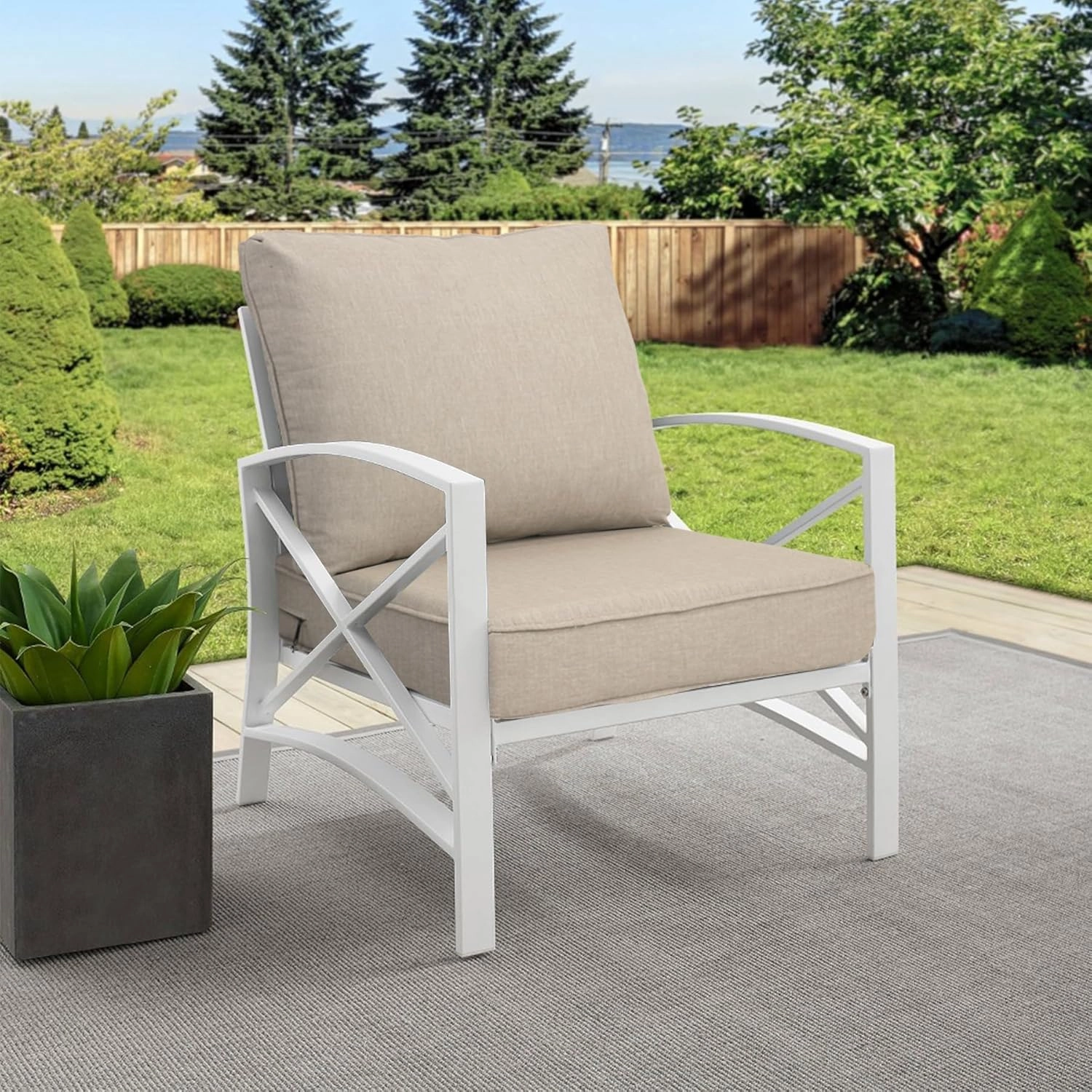 24x28 inch Outdoor/Indoor Deep Seat Cushions Set of 2 Deep Seat Bottom Resilient Foam Filling Water Repellent Stain-Resistant UV Resistant Weather Resistant Patio Furniture Putty