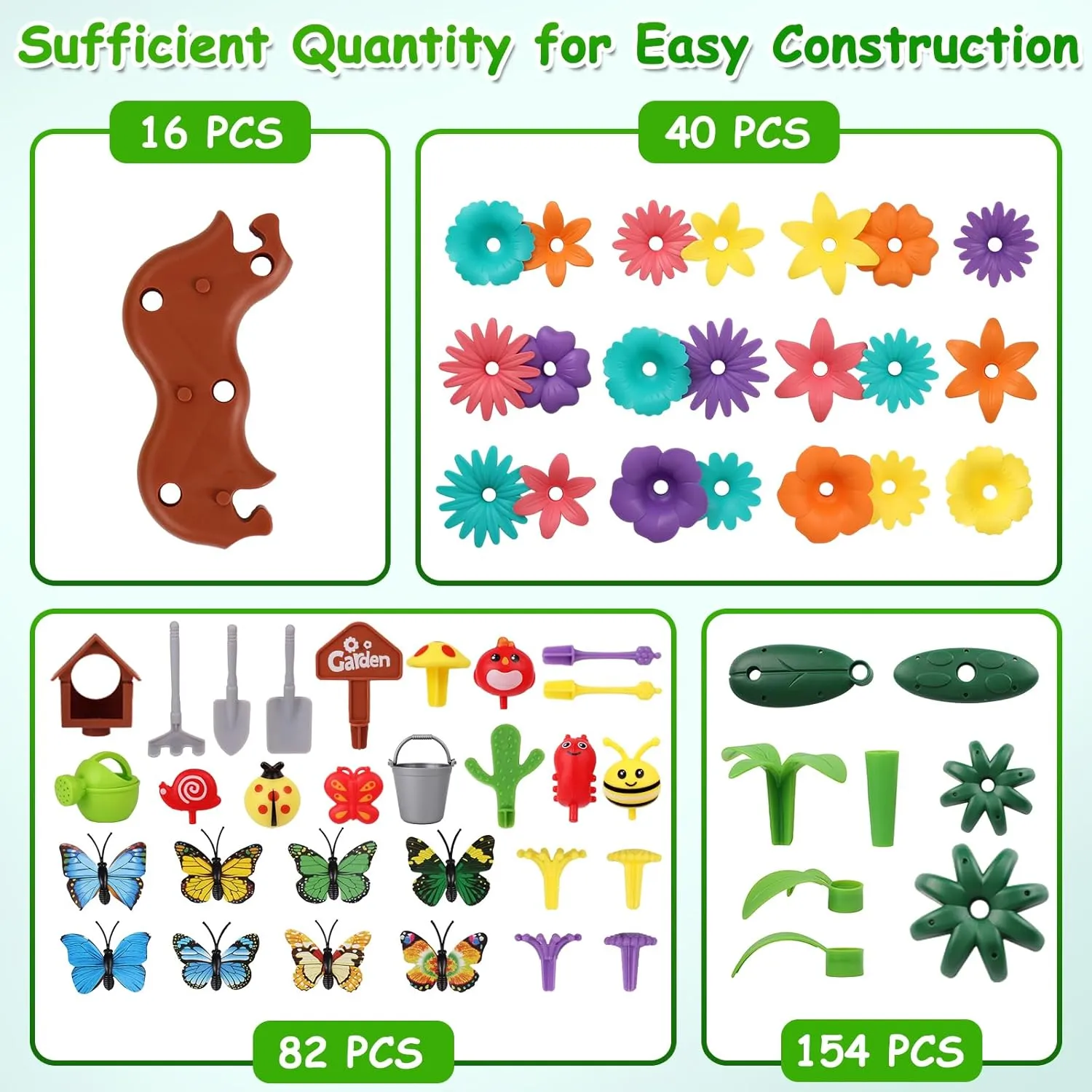 274 PCS Flower Garden Building Set, Gardening Pretend Toys for Kids Age 3 4 5 6 7 Year Old, Flower Building Toy Set, STEM Toy and Preschool Garden Play Set for Toddlers, Upgrade DIY Blocks