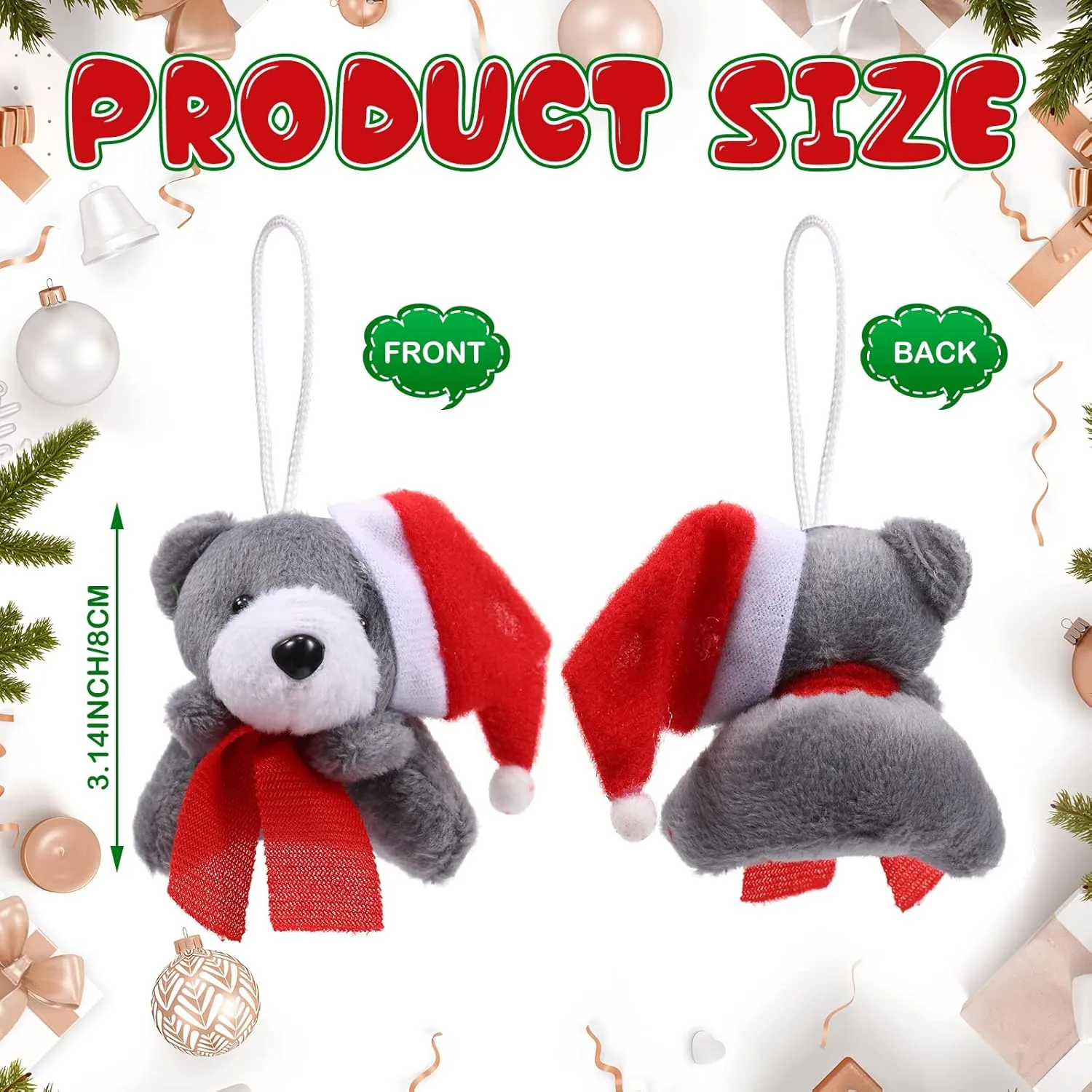 28 Pieces 3 Inches Christmas Stuffed Animal Toys Small Animal Plush Key Chain Plush Animal Toy Set for Christmas Tree Decorations, Stocking Stuffing, Party Gifts (Mixed Style)