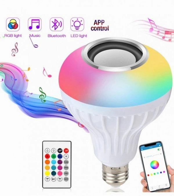 2-in-1 Smart LED Bulb   Bluetooth Speaker | RGB Light   Remote Control