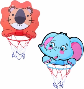 2 Sets Wall Mounted Cartoon Basketball Board of Hole Hanging Basket for Indoor Enhancing Motor Skills and Parent Interaction