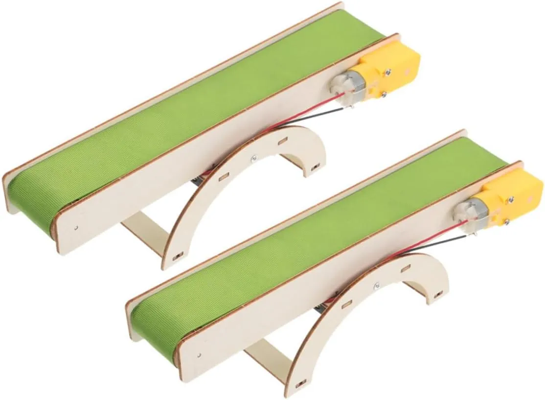 2Pcs Assembled Conveyor Belt Model Interactive for Electric DIY Science Kit for Preschool Education Break Resistant Materials