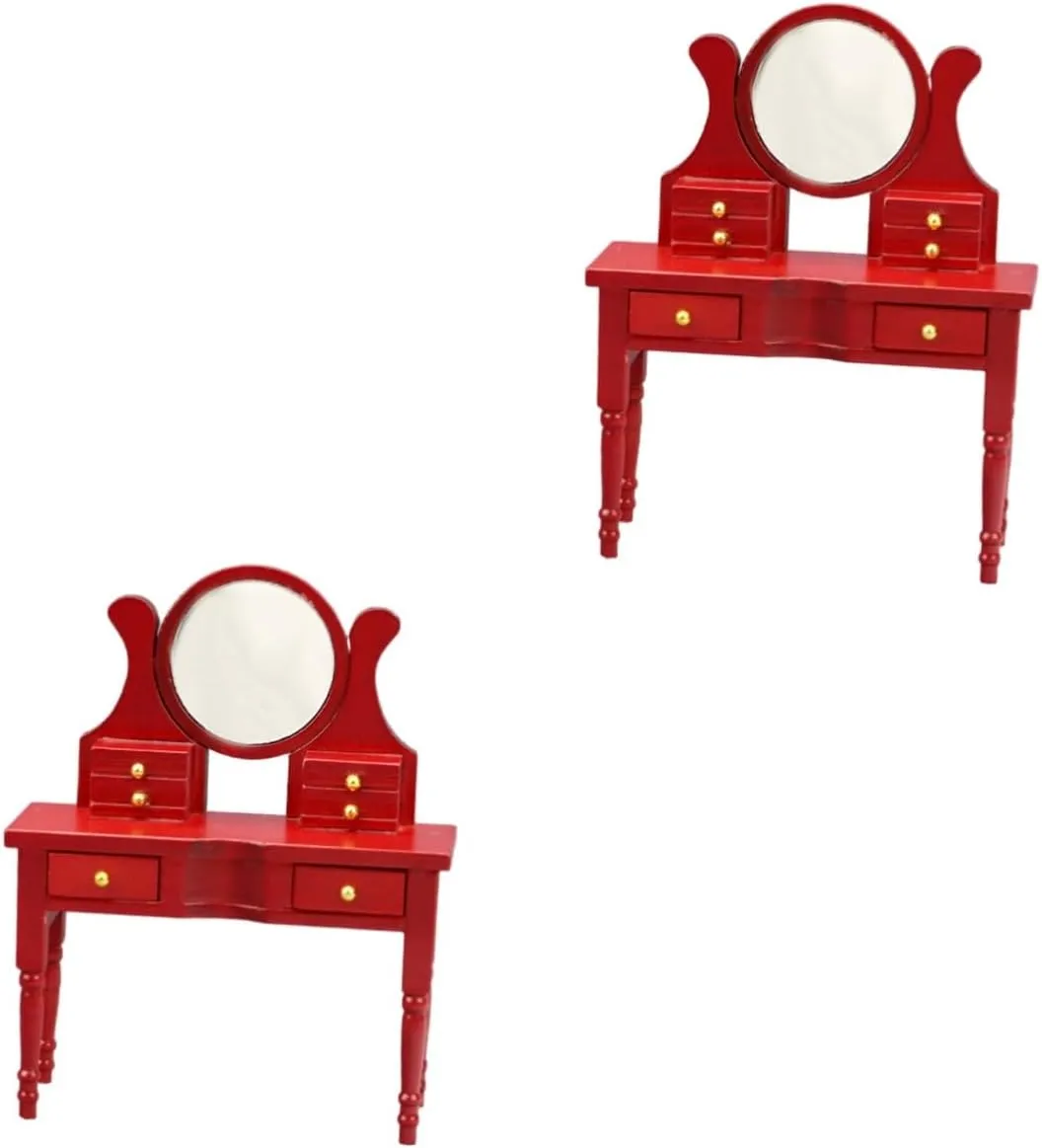 2pcs Mini Dressing Table Mirror Dollhouse Furniture for Home Decor Lightweight Compact Design Smooth Realistic Detail for Miniature Model