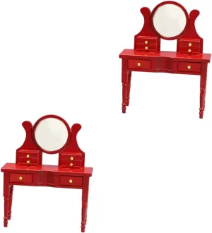 2pcs Mini Dressing Table Mirror Dollhouse Furniture for Home Decor Lightweight Compact Design Smooth Realistic Detail for Miniature Model
