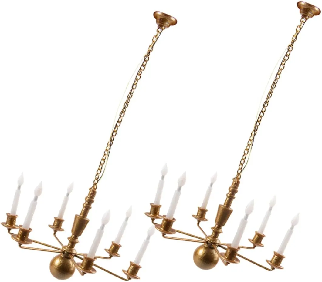 2Pcs Mini Luminous Ceiling Lamp for DIY Sand Table Decor Tiny Hanging Lights for Miniature House Models Warm Light Compact Design for Miniature Landscape