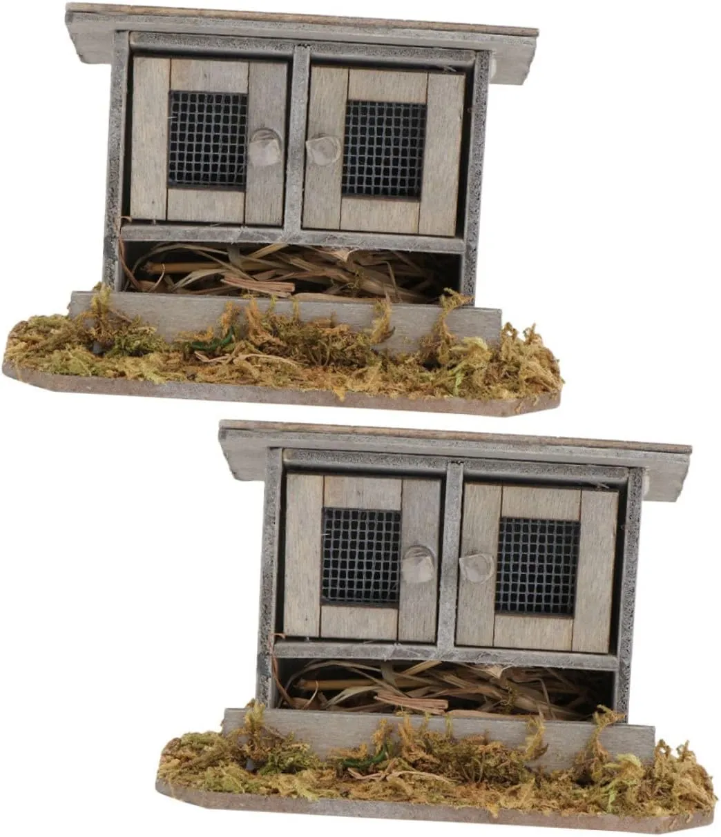2pcs Miniature Chicken Coop Decor Henhouse Model for Dollhouse Garden Scene Micro Fairy Accessories to Enhance Mini