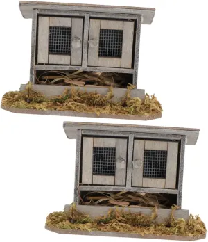 2pcs Miniature Chicken Coop Decor Henhouse Model for Dollhouse Garden Scene Micro Fairy Accessories to Enhance Mini
