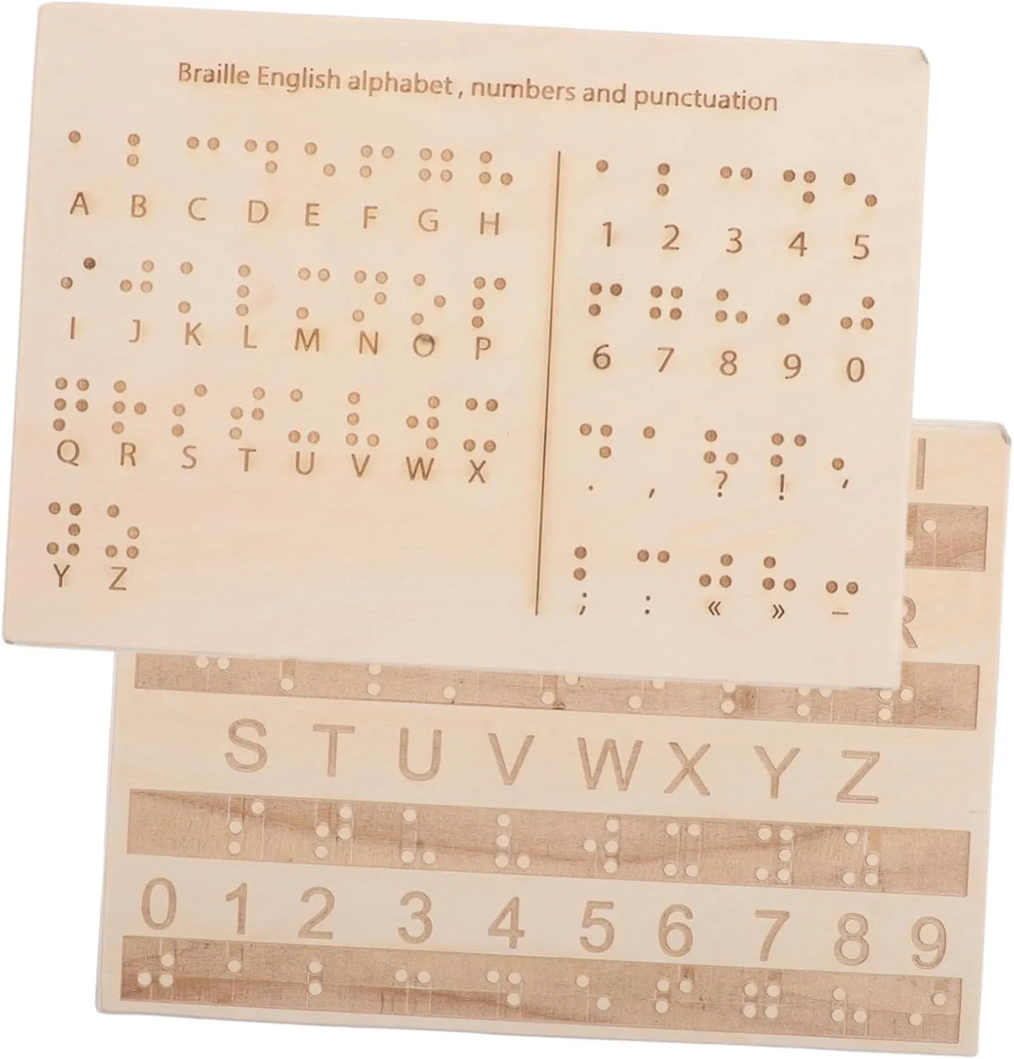 2pcs Portable Braille Alphabet Board for Blind People Lightweight Learning Tool with Raised Dots for Enhance Tactile Feedback for Visual Impaired