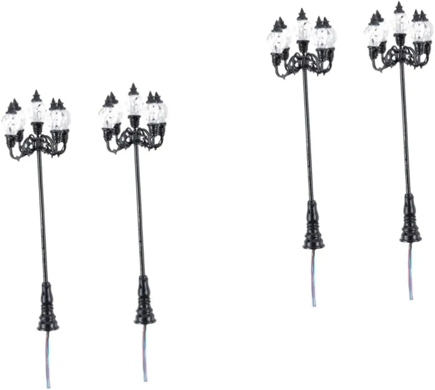 2sets Miniature Street Lamp Model 1:87 Scale Mini Lights for Dollhouse Realistic Landscape Decor 2pcs*2