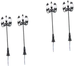 2sets Miniature Street Lamp Model 1:87 Scale Mini Lights for Dollhouse Realistic Landscape Decor 2pcs*2